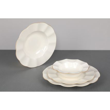 Set da tavola 24 pezzi bianco/oro/porcellana