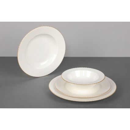 Set da tavola 24 pezzi bianco/oro/porcellana