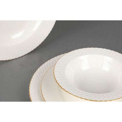 Set da tavola 24 pezzi bianco/oro/porcellana
