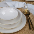 Set da tavola 24 pezzi bianco/oro/porcellana