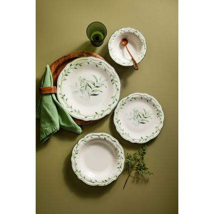 Set da tavola 24 pezzi bianco/verde/porcellana