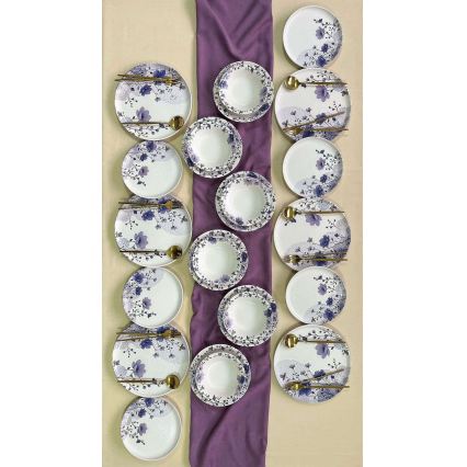 Set da tavola 24 pezzi bianco/viola/ceramica