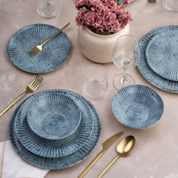 Set da tavola 24 pezzi blu/ceramica