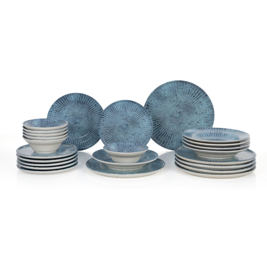 Set da tavola 24 pezzi blu/ceramica