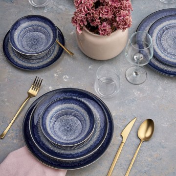 Set da tavola 24 pezzi blu/ceramica