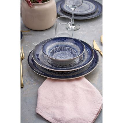 Set da tavola 24 pezzi blu/ceramica