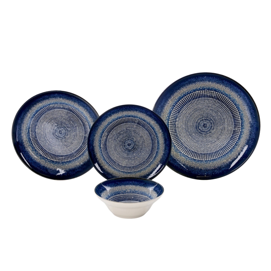 Set da tavola 24 pezzi blu/ceramica