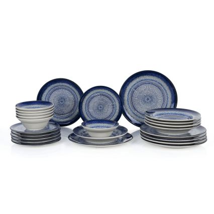 Set da tavola 24 pezzi blu/ceramica