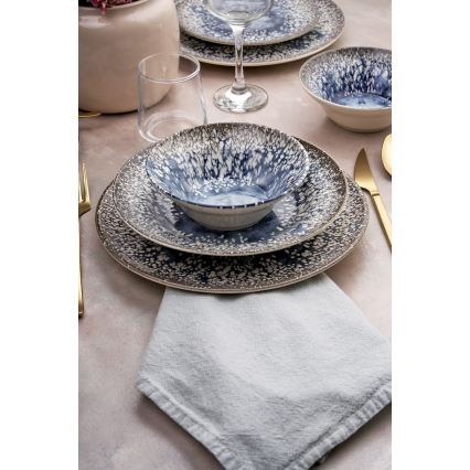 Set da tavola 24 pezzi blu/marrone/ceramica