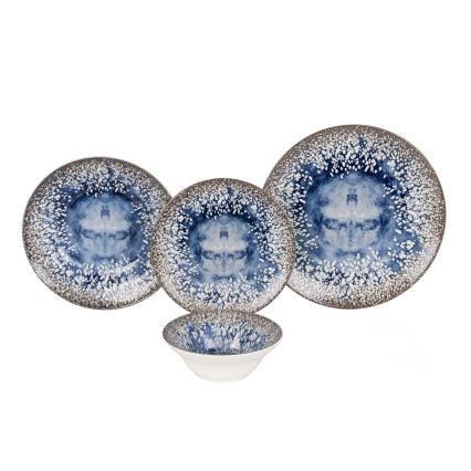Set da tavola 24 pezzi blu/marrone/ceramica