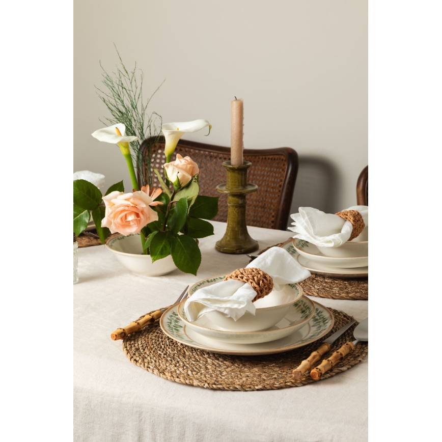 Set da tavola 24 pezzi crema/beige/verde/porcellana