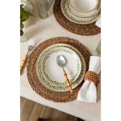 Set da tavola 24 pezzi crema/beige/verde/porcellana