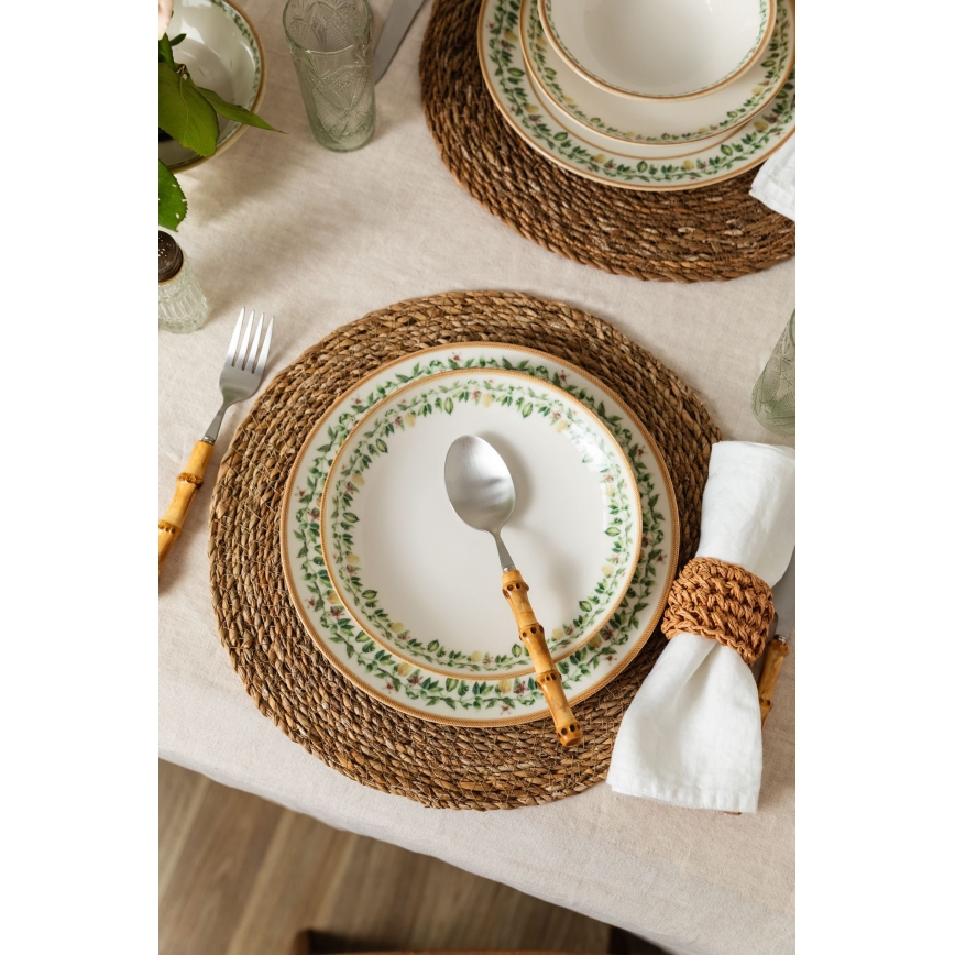 Set da tavola 24 pezzi crema/beige/verde/porcellana