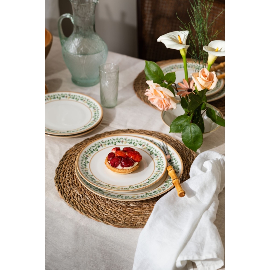 Set da tavola 24 pezzi crema/beige/verde/porcellana