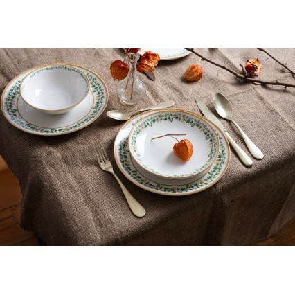 Set da tavola 24 pezzi crema/beige/verde/porcellana