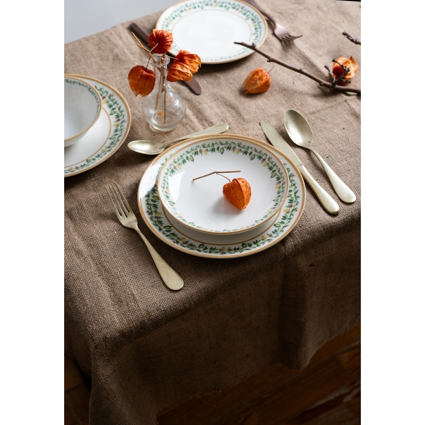 Set da tavola 24 pezzi crema/beige/verde/porcellana