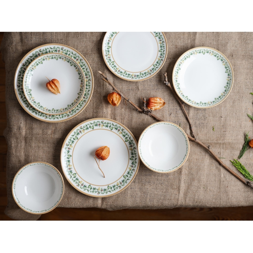 Set da tavola 24 pezzi crema/beige/verde/porcellana