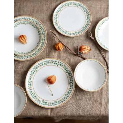 Set da tavola 24 pezzi crema/beige/verde/porcellana
