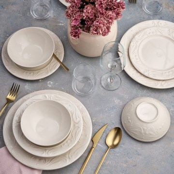 Set da tavola 24 pezzi crema/ceramica