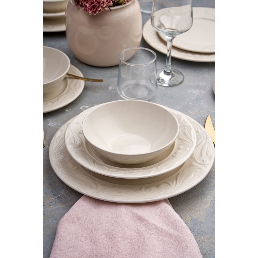 Set da tavola 24 pezzi crema/ceramica