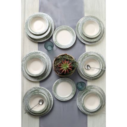 Set da tavola 24 pezzi crema/verde/ceramica