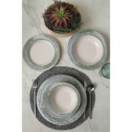 Set da tavola 24 pezzi crema/verde/ceramica