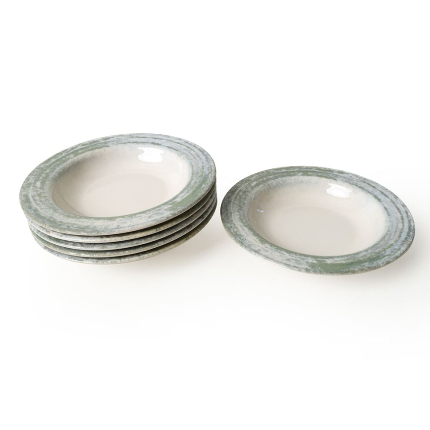 Set da tavola 24 pezzi crema/verde/ceramica