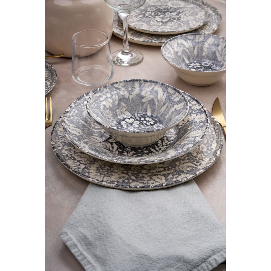 Set da tavola 24 pezzi grigio/ceramica