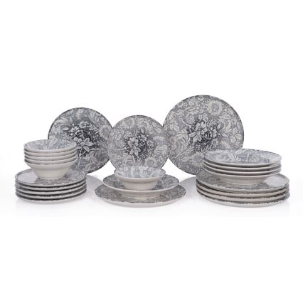 Set da tavola 24 pezzi grigio/ceramica