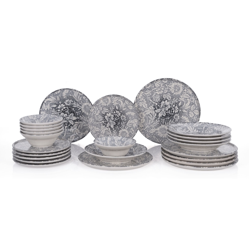 Set da tavola 24 pezzi grigio/ceramica