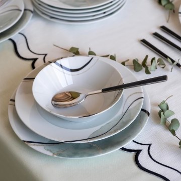 Set da tavola 24 pezzi grigio/verde/porcellana