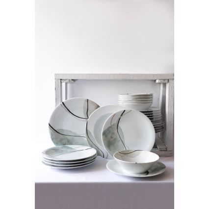 Set da tavola 24 pezzi grigio/verde/porcellana