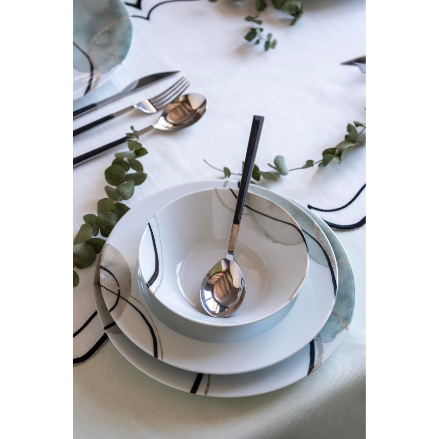 Set da tavola 24 pezzi grigio/verde/porcellana