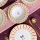 Set da tavola 24 pezzi in ceramica, bianco/rosa/oro