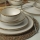Set da tavola 24 pezzi in ceramica, crema/marrone