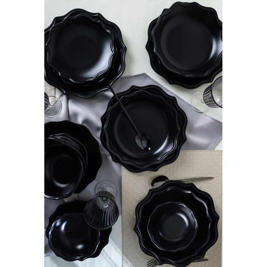 Set da tavola 24 pezzi in gres nero