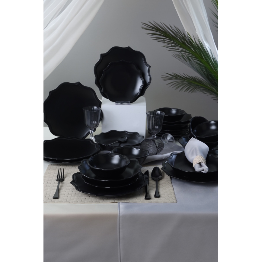 Set da tavola 24 pezzi in gres nero