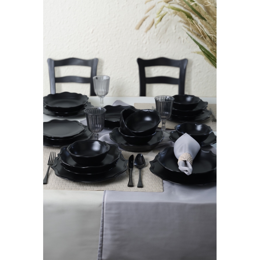 Set da tavola 24 pezzi in gres nero