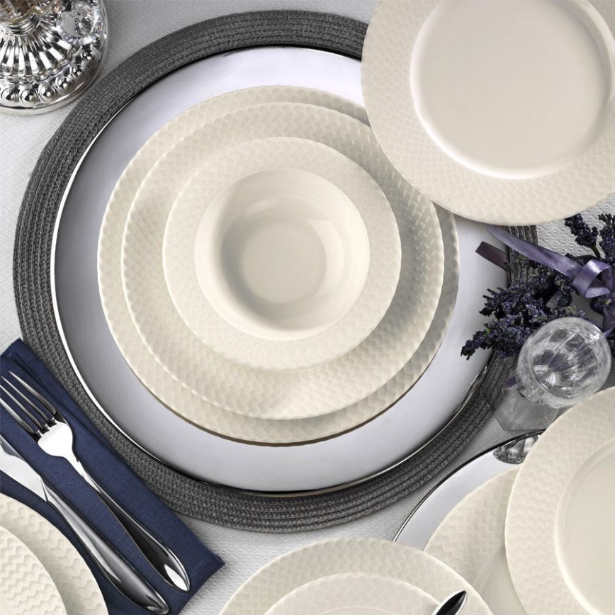 Set da tavola 24 pezzi in porcellana bianca