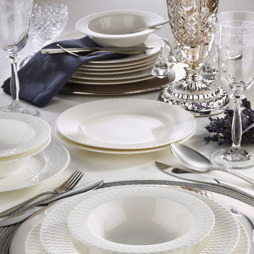 Set da tavola 24 pezzi in porcellana bianca