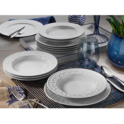 Set da tavola 24 pezzi in porcellana bianca