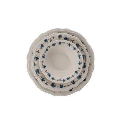 Set da tavola 24 pezzi in porcellana, bianco/blu