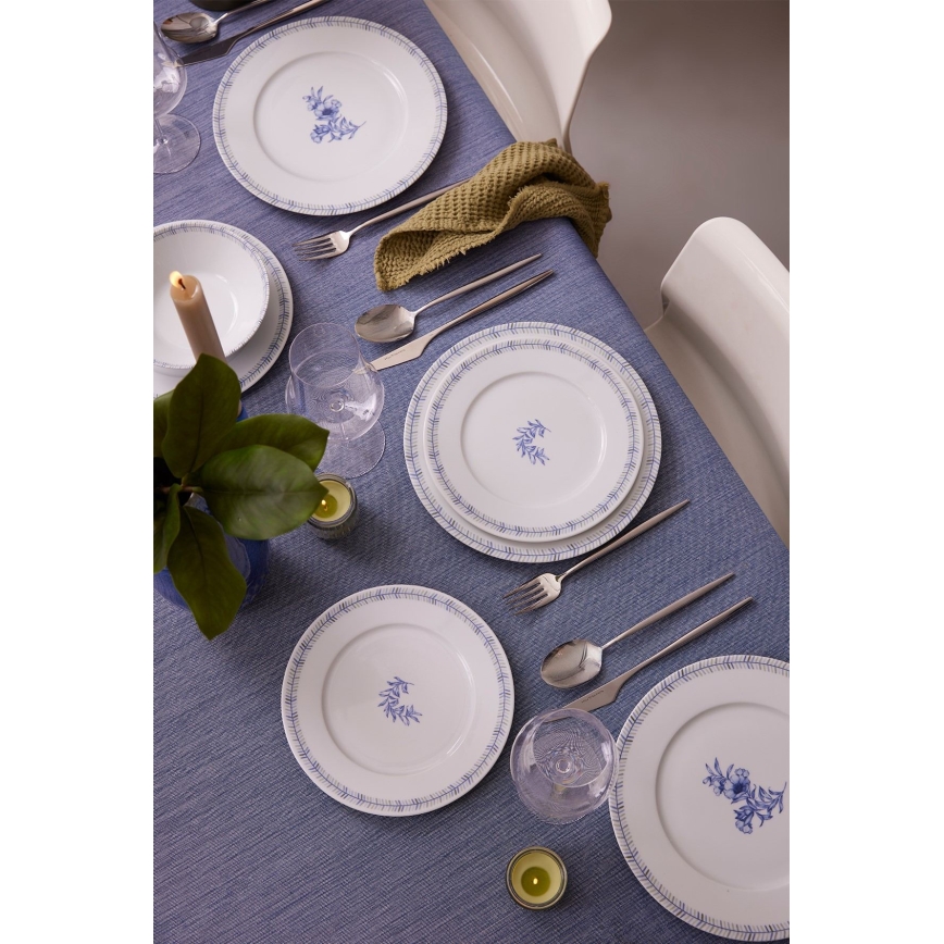 Set da tavola 24 pezzi in porcellana, bianco/blu