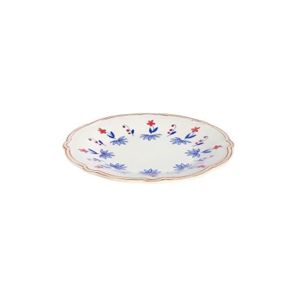 Set da tavola 24 pezzi in porcellana, bianco/blu/rosso
