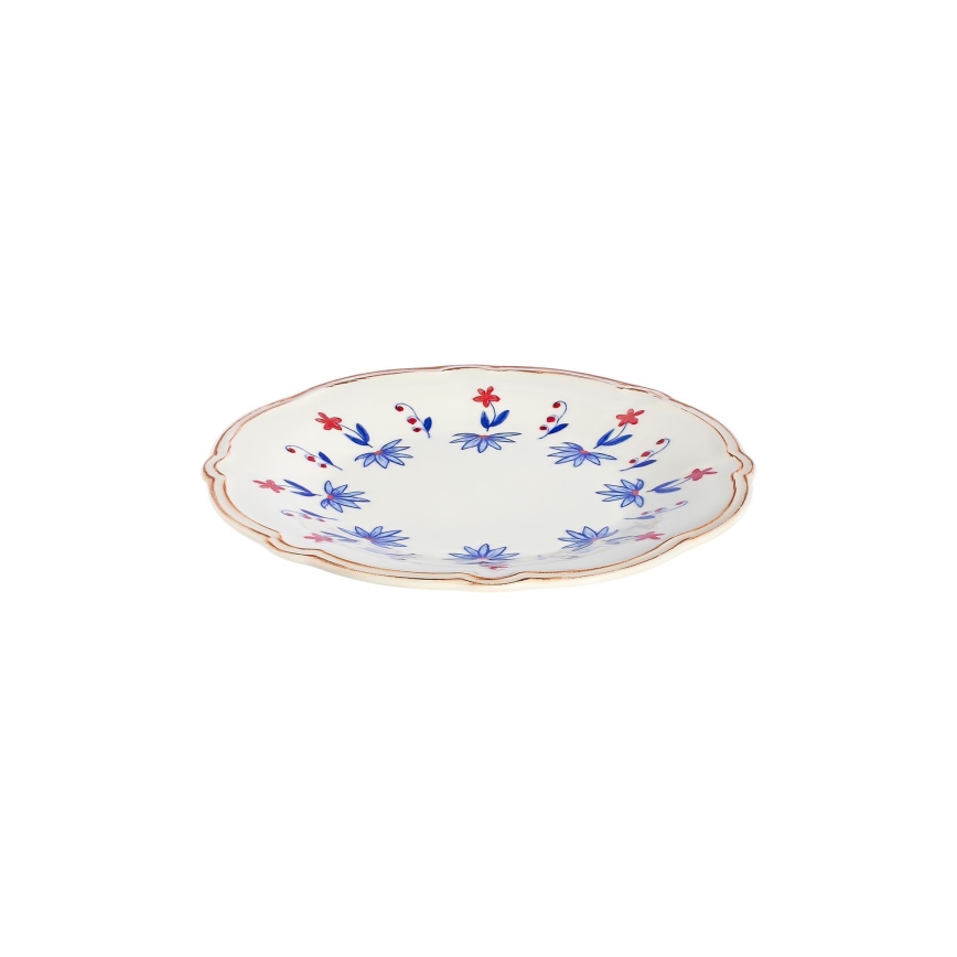 Set da tavola 24 pezzi in porcellana, bianco/blu/rosso