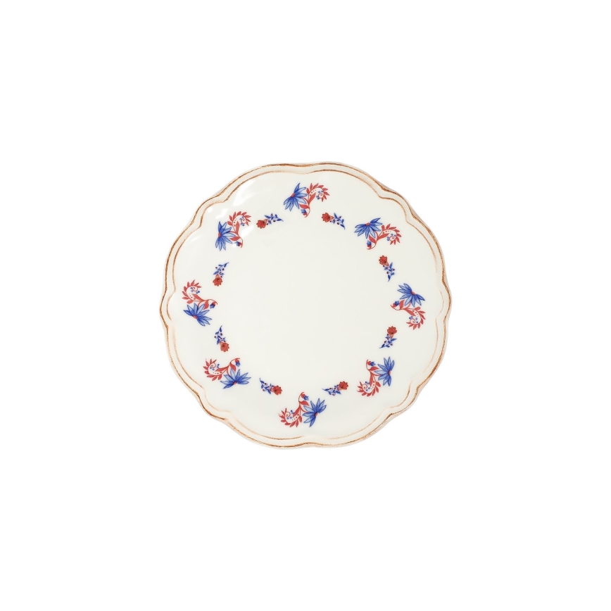 Set da tavola 24 pezzi in porcellana, bianco/blu/rosso