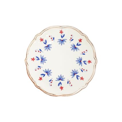 Set da tavola 24 pezzi in porcellana, bianco/blu/rosso