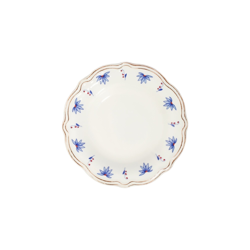 Set da tavola 24 pezzi in porcellana, bianco/blu/rosso