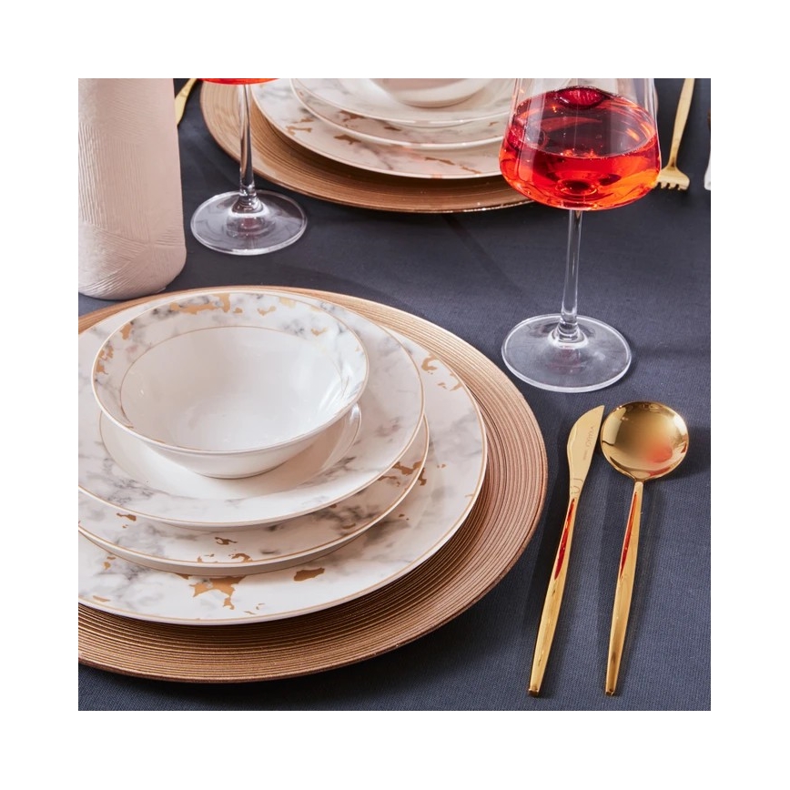 Set da tavola 24 pezzi in porcellana, bianco/grigio