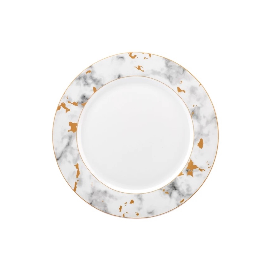 Set da tavola 24 pezzi in porcellana, bianco/grigio